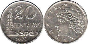 монета Бразилия 20 сентаво 1970