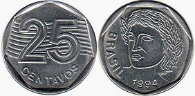монета Бразилия 25 сентаво 1994