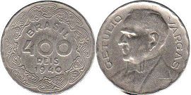 монета Бразилия 400 рейс 1940