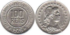 монета Бразилия 100 рейс 1925