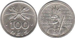 монета Бразилия 100 рейс 1932