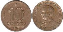 монета Бразилия 10 сентаво 1943