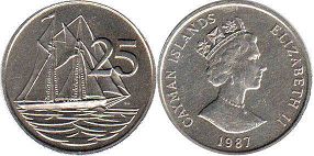 монета Каймановы Острова 25 центов 1987