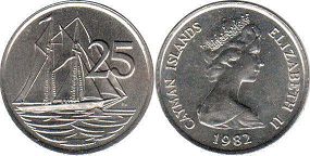 монета Каймановы Острова 25 центов 1982