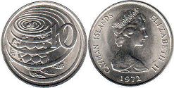 монета Каймановы Острова 10 центов 1972