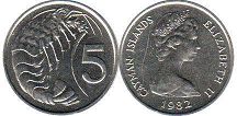 монета Каймановы Острова 5 центов 1982