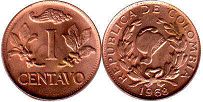 монета Колумбия 1 сентаво 1968