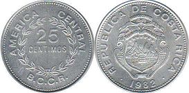 монета Коста Рика 25 сентимо 1982