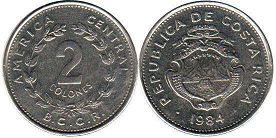 монета Коста-Рика 2 колона 1984