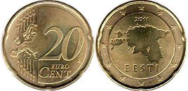 монета Эстония 20 евро центов 2011