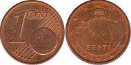 монета Эстония 1 евро цент 2012