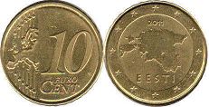 монета Эстония 10 евро центов 2011