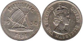 монета Фиджи 1 шиллинг 1958