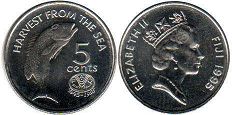монета Фиджи 5 центов 1995