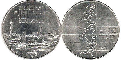 монета Финляндия 10 марок 1971