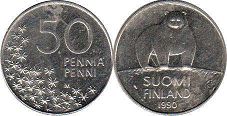 монета Финляндия 50 пенни 1990