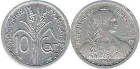 монета Французский Индокитай 10 центов 1945