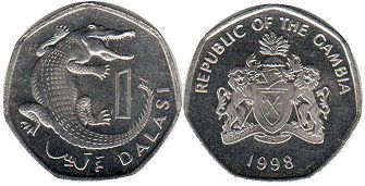 монета Гамбия 1 даласи 1998