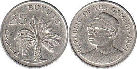 монета Гамбия 25 бутутов 1971