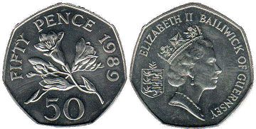 монета Гернси 50 пенсов 1989