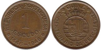 монета Португальская Гвинея 1 эскудо 1946