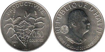 монета Гаити 50 сантимов 1981