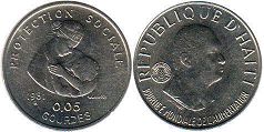 монета Гаити 5 сантимов 1981