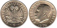 монета Гаити 5 сантимов 1970