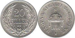 монета Венгрия 20 филлеров 1894