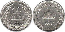 монета Венгрия 10 филлеров 1894