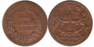 монета Ост-Индская компания 1/4 анны 1858