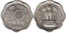 монета Индия 10 пайсов 1959