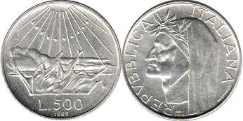 монета Италия 500 лир 1965