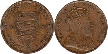 монета Джерси 1/12 шиллинга 1909