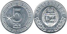 монета Северная Корея (КНДР) 5 чон 1974