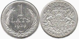 монета Латвия 1 лат 1924