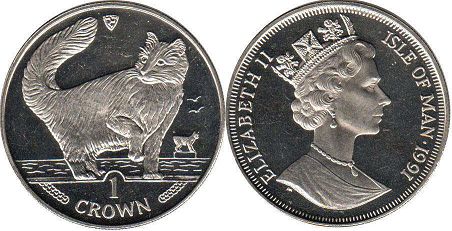 монета Остров Мэн крона 1991