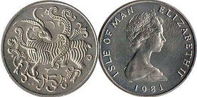 монета Остров Мэн 5 пенсов 1981