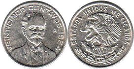 монета Мексика 25 сентаво 1964