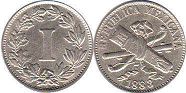 монета Мексика 1 сентаво 1883