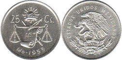монета Мексика 25 сентаво 1953