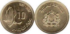 монета Марокко 10 сантимов 1987
