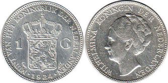 монета Нидерланды 1 гульден 1924