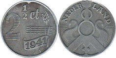 монета Нидерланды 2,5 цента 1941