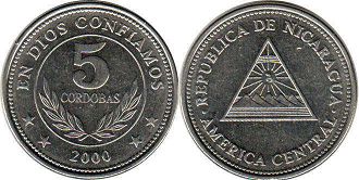монета Никарагуа 5 кордов (кордоб) 2000
