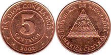 монета Никарагуа 5 сентаво 2002