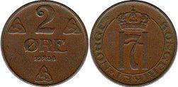 монета Норвегия 2 эре 1938