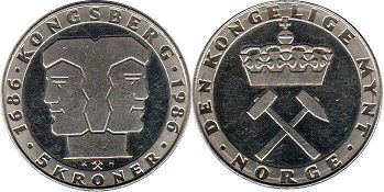 монета Норвегия 5 крон 1986