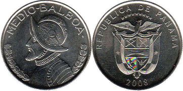 монета Панама 1/2 бальбоа 2008