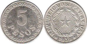 монета Парагвай 5 песо 1939